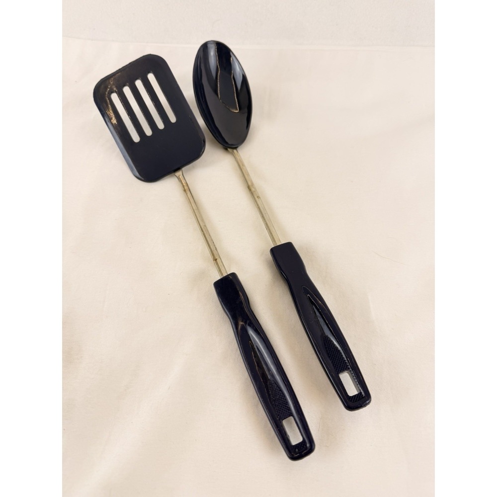 Kitchen‎ Utensil Set Vintage Nylon Spatula Spoon Blue 12" Retro